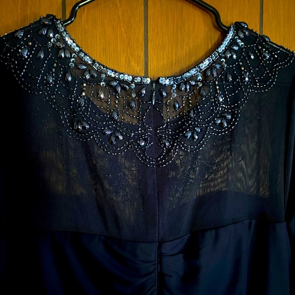 Alex Evenings Navy Blue Beaded Evening gown. Size 16. NWT - Picture 4 of 5